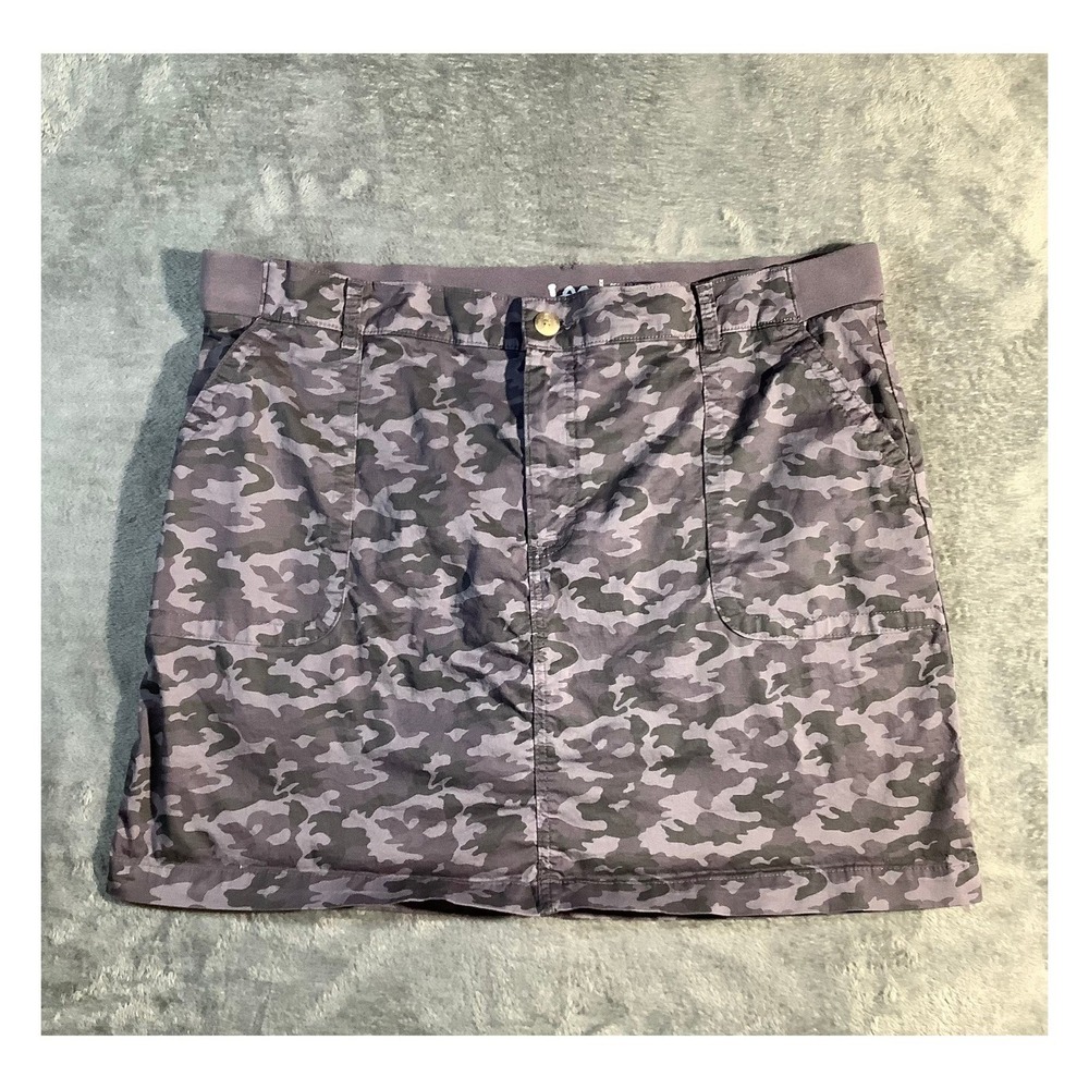 Lee Women's Size 20 Camo Skort Mid Rise Purple Grey Camouflage Stretch Cotton